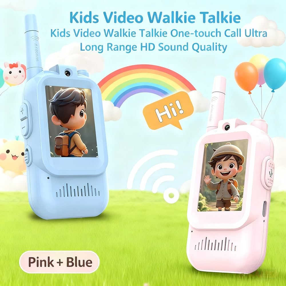 Video Walkie Talkies 2.0 | 2” Screen, Share Pic, Micro Chat, Emoji