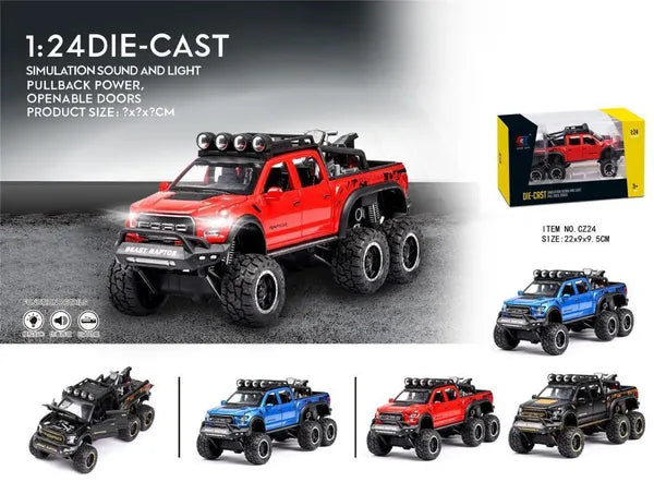 Ford F-150 Raptor 6X6 pickup truck 1:24 Diecast Scale Model