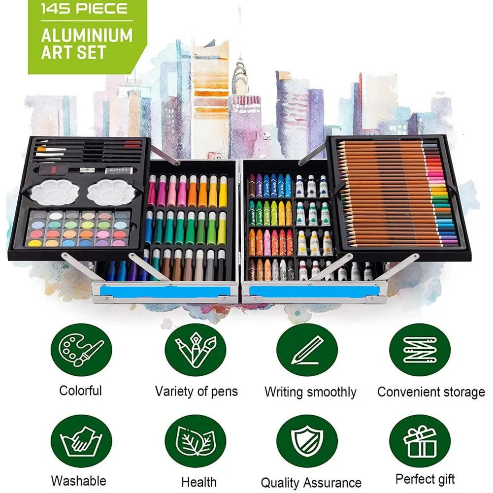 Art Supplies Set for Kids, 2 Layers Drawing Supplies 145-Piece