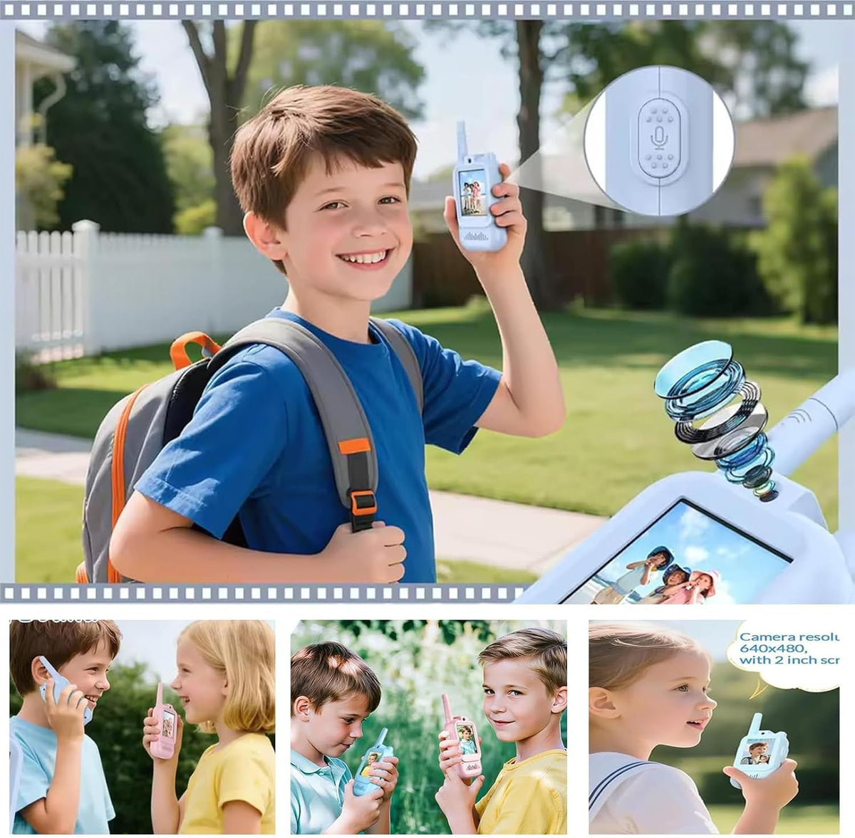 Video Walkie Talkies 2.0 | 2” Screen, Share Pic, Micro Chat, Emoji