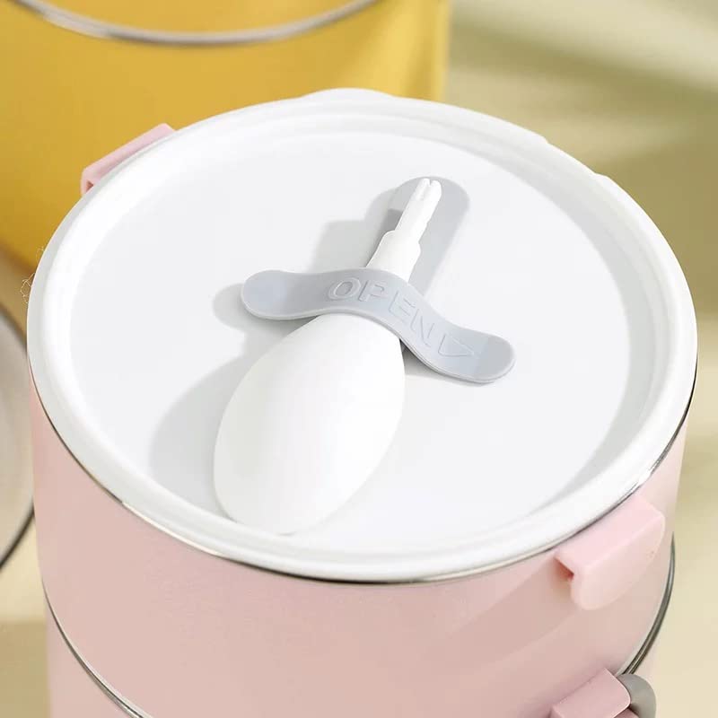 Round Large 2 Layers Lunch Meal Box Adult Lunchbox Container