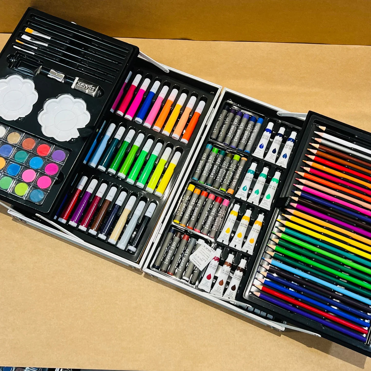 Art Supplies Set for Kids, 2 Layers Drawing Supplies 145-Piece