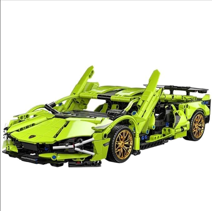 Green Lambo 1:18 Scale Racing Pull-Back Supercar Building Blocks Set