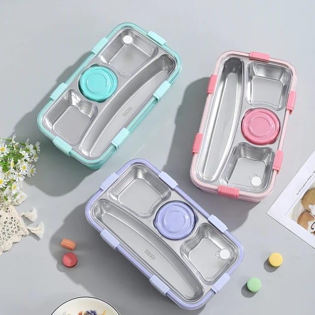 4 Compartment Airtight Tiffin Box With Bowl