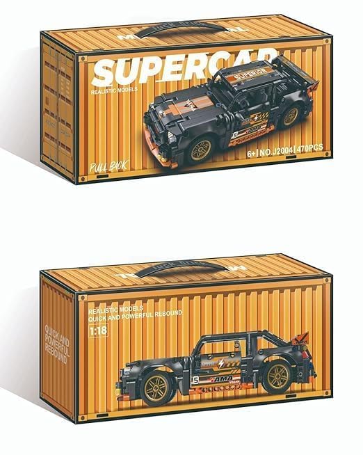 Orange Mustanhttps 1:18 Scale Racing Pull-Back Supercar Building Blocks Set |