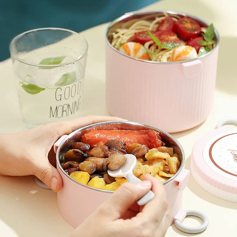 Round Large 2 Layers Lunch Meal Box Adult Lunchbox Container