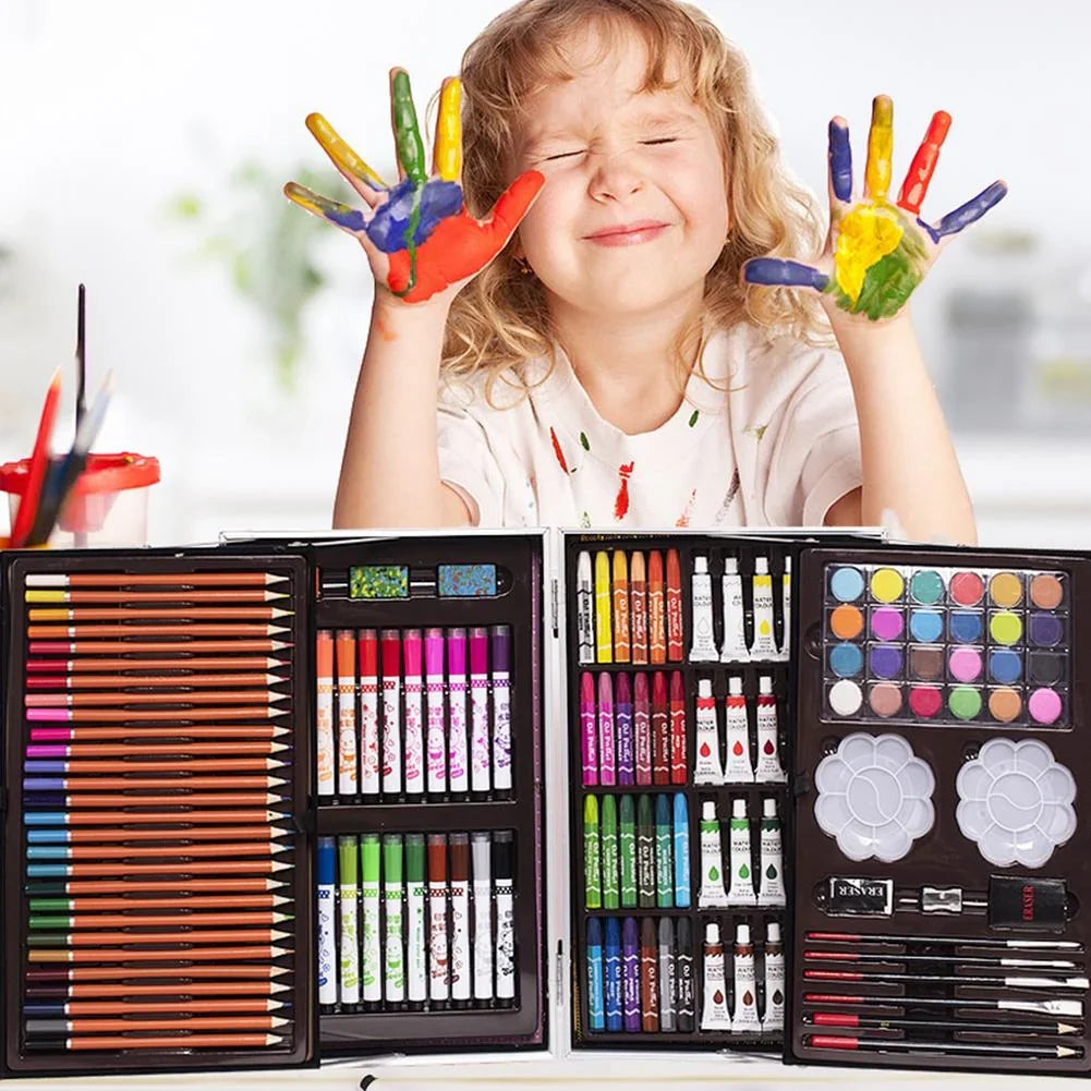 Art Supplies Set for Kids, 2 Layers Drawing Supplies 145-Piece
