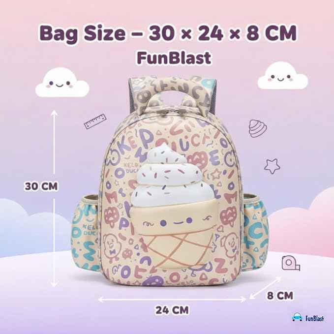 Ice Cream Cone Design Hard Shell Backpack for Kids