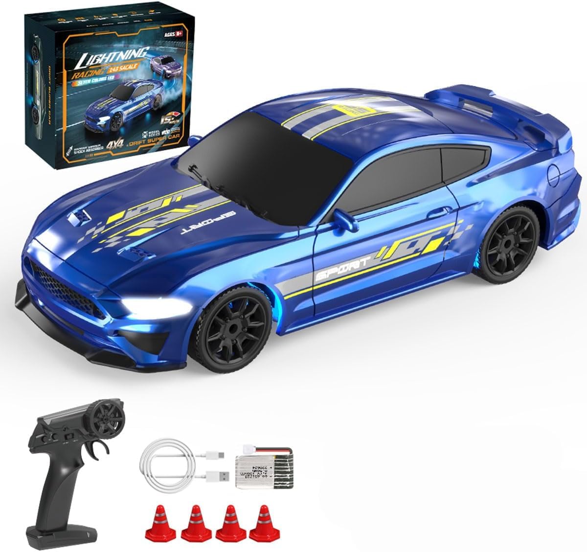 ENOZE 8500 Lightning Racing 4x4 Drift Super Car 1:43 Scale Remote-Controlled Toy Vehicle