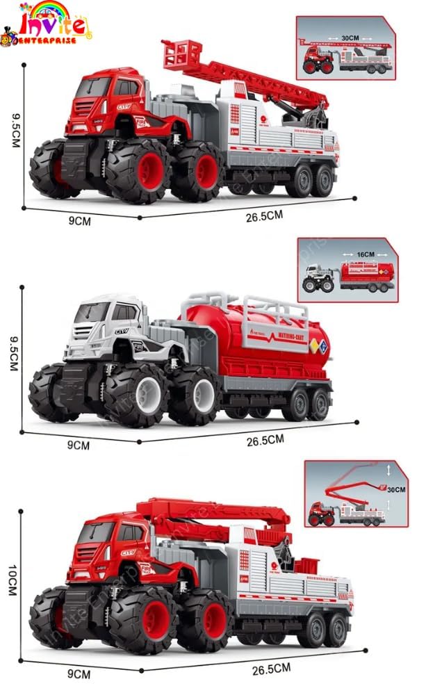 Diecast Metal And Plastic Fire Rescue Truck Toy Set