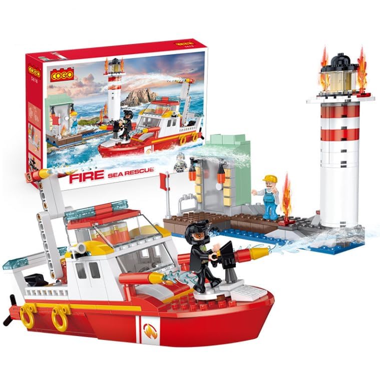 Fire Rescue Boat Building Block Set