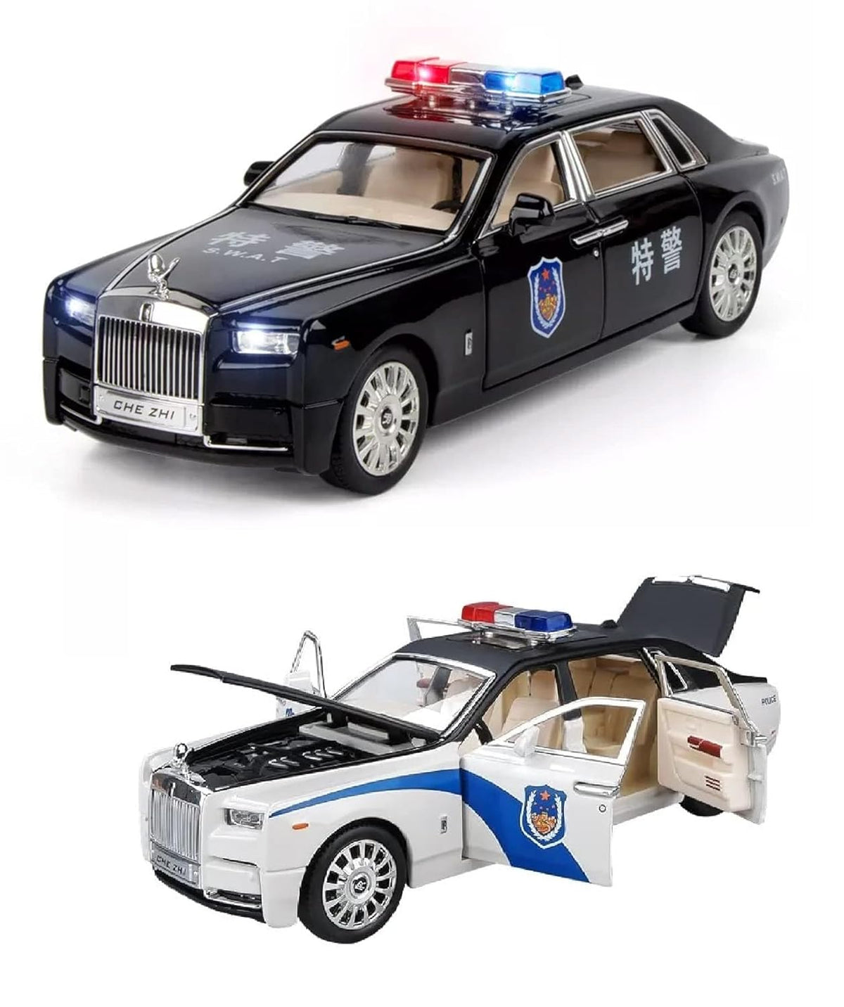 Rolls-royce Phantom Police 1:24 Diecast Scale Model Car
