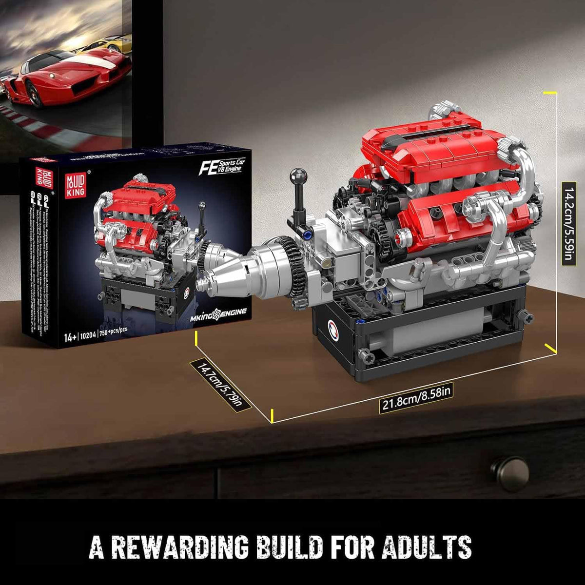 Mould King 10204 Italian V8 Engine Building Set | 750 Pcs