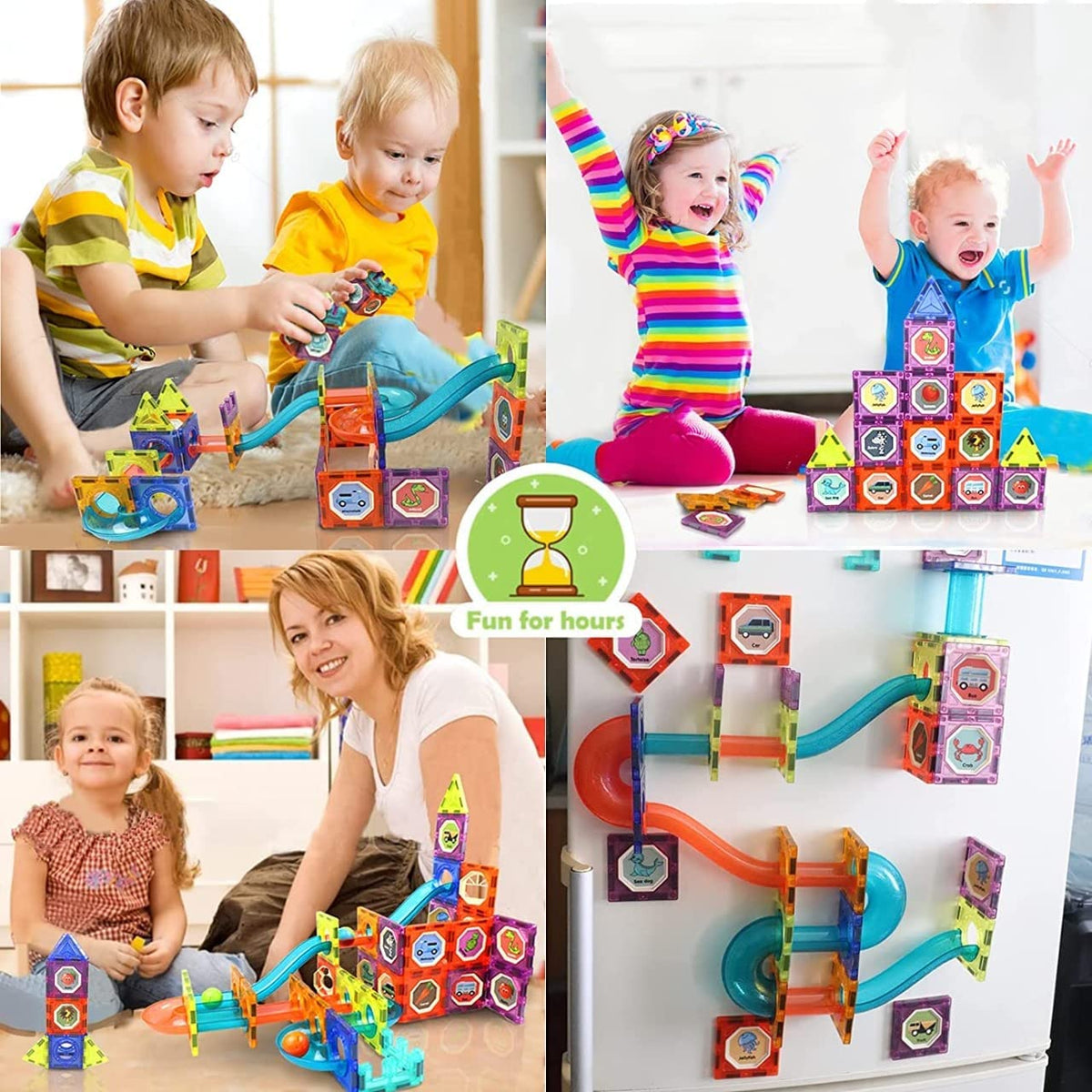 Magnetic Tiles Large Building Blocks Steam Educational Marble Run Stem Toys