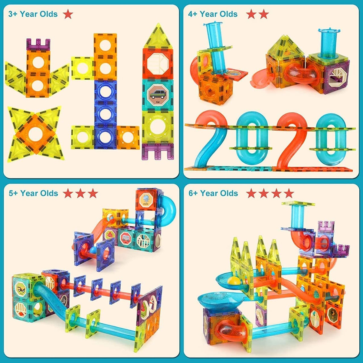 Magnetic Tiles Large Building Blocks Steam Educational Marble Run Stem Toys