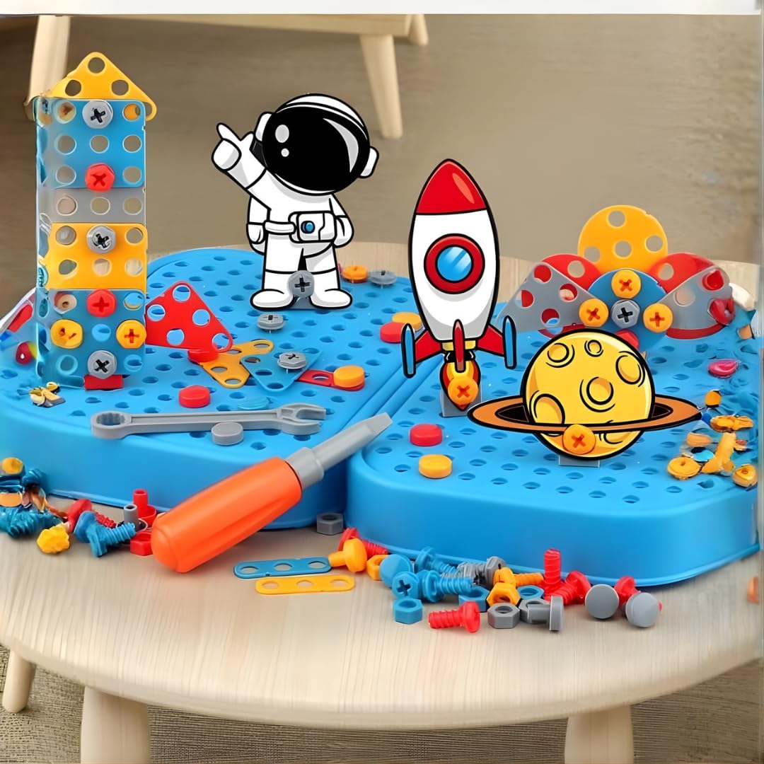 Creative Screw Puzzle Space Suitcase Toy Set