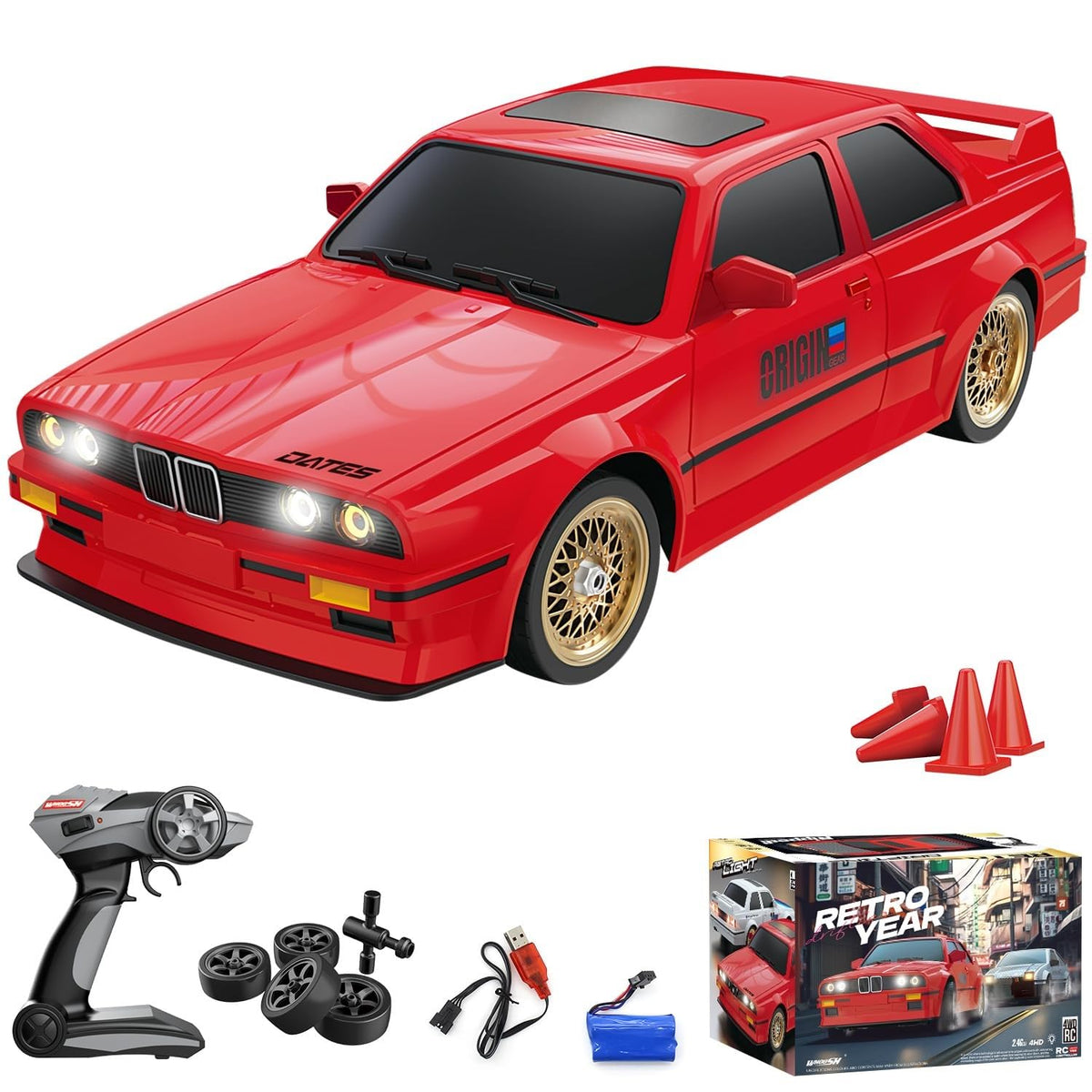 BMW Classic Red Drift With Remote & Accessories Car 1:18 Scale