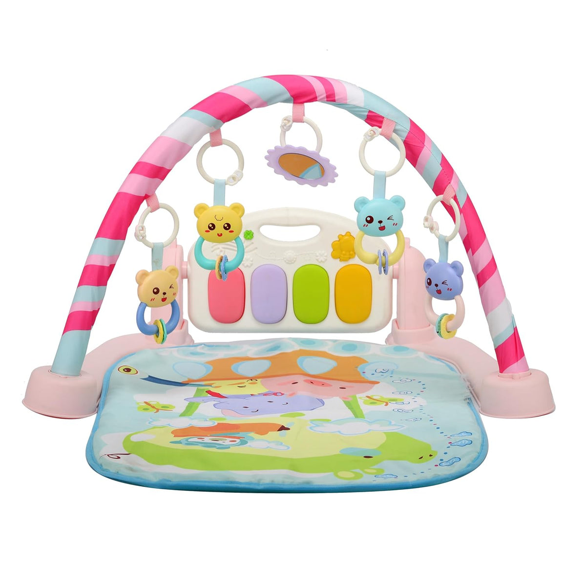 Premium 5 in 1 Piano Gym Mat Gym & Fitness Rack, Animal Sound Effect  (Pink)