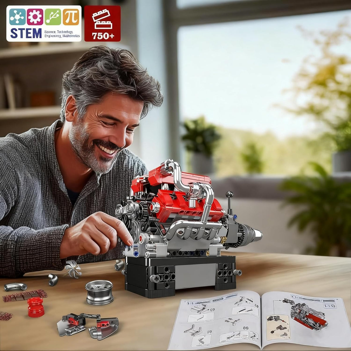 Mould King 10204 Italian V8 Engine Building Set | 750 Pcs