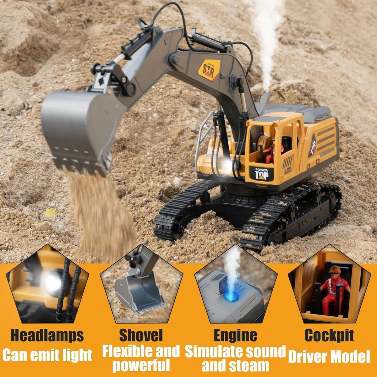 Metal Jcb Excavators With 12 Channel Function 2,4Ghz Frequency