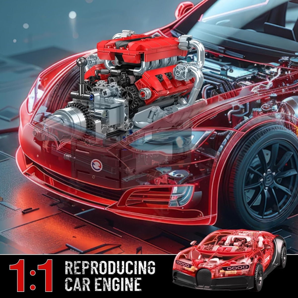 Mould King 10204 Italian V8 Engine Building Set | 750 Pcs
