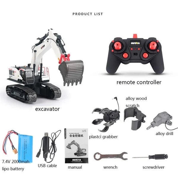 Huina 1594 1:14 Scale 22-Channel Alloy RC Excavator