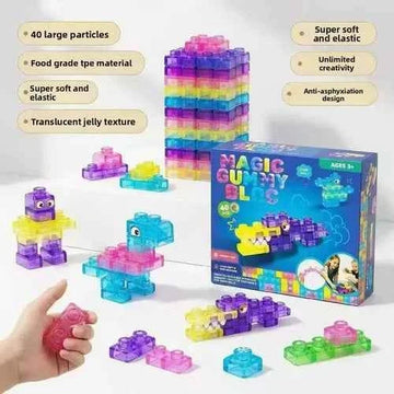 Gummy Blocks - 40pcs | Montessori, Sensory, Squishy and Stretchable