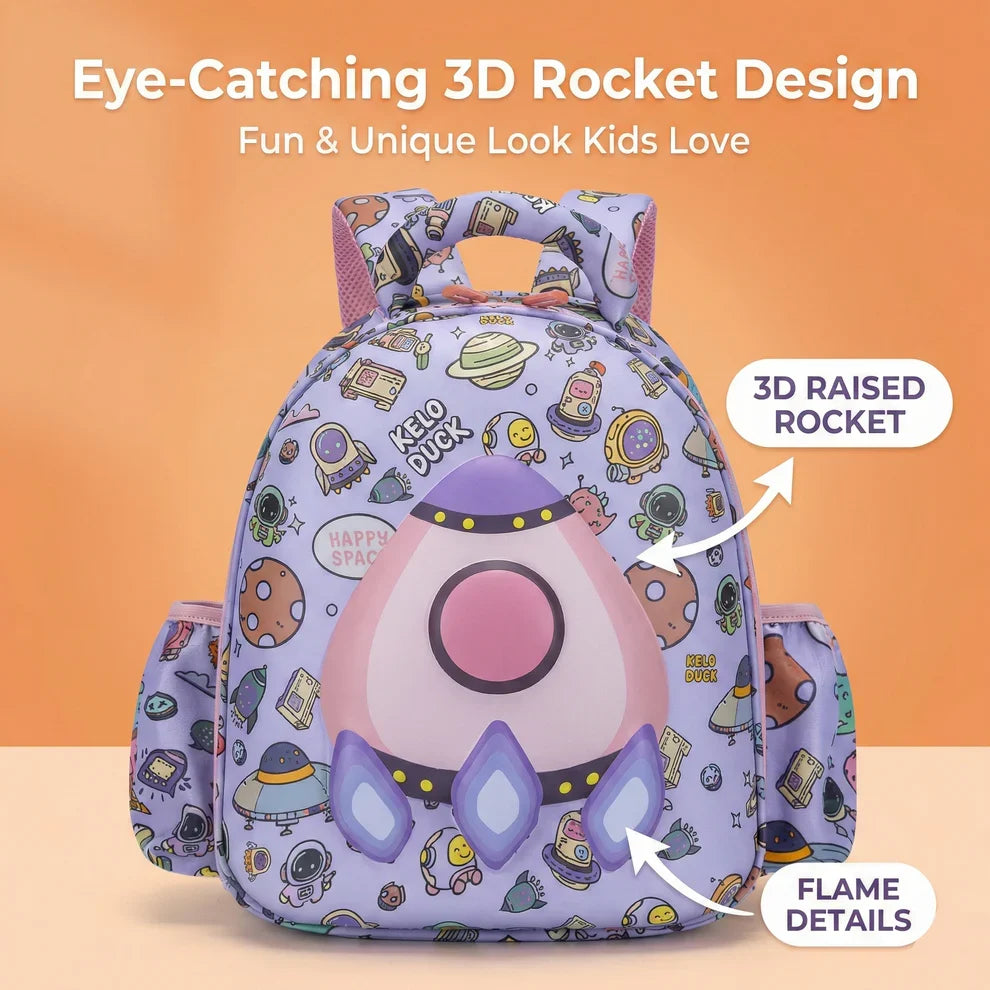 Cute 3D Rocket Romp Kids School Bag