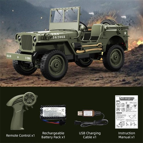JJRC C8815 1/10 Scale Willys MB Military Jeep RC Truck