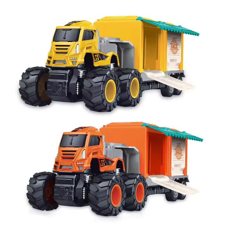 Friction Toy Vehicle 1:43 Diecast Model Truck And Trailer Toy