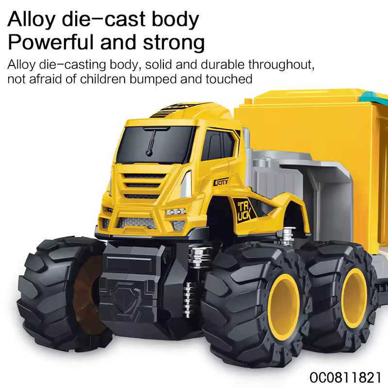 Friction Toy Vehicle 1:43 Diecast Model Truck And Trailer Toy