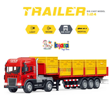 KYARA TOYS 1:24 Scale Diecast Truck and Trailer Set