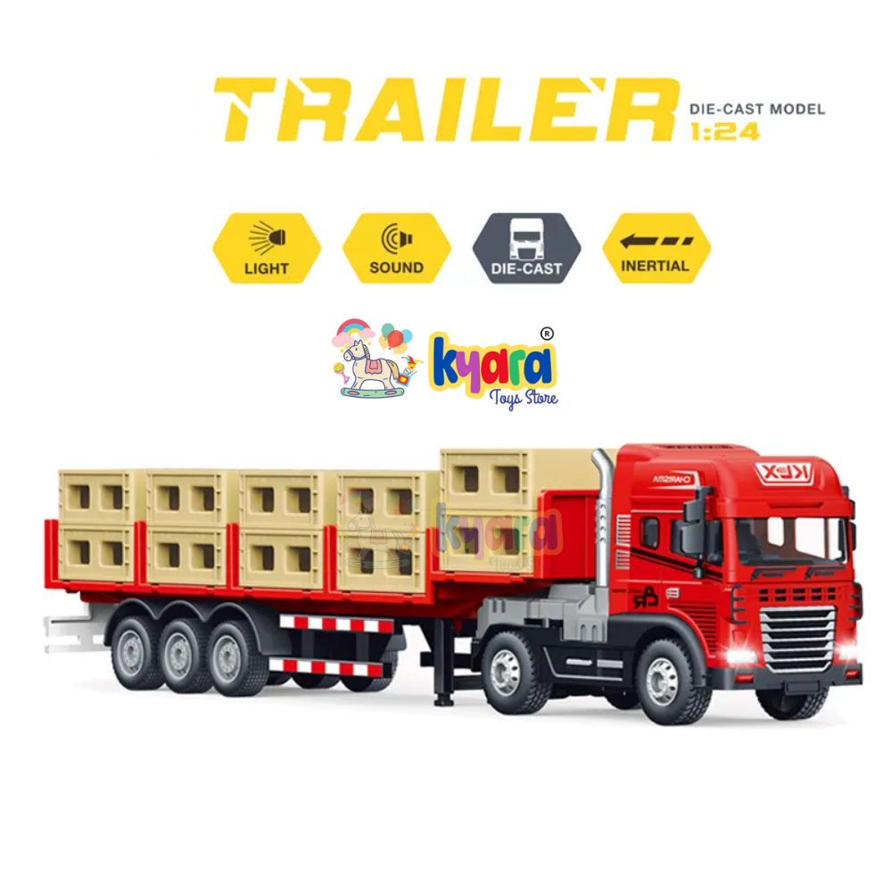 KYARA TOYS 1:24 Scale Diecast Truck and Trailer Set