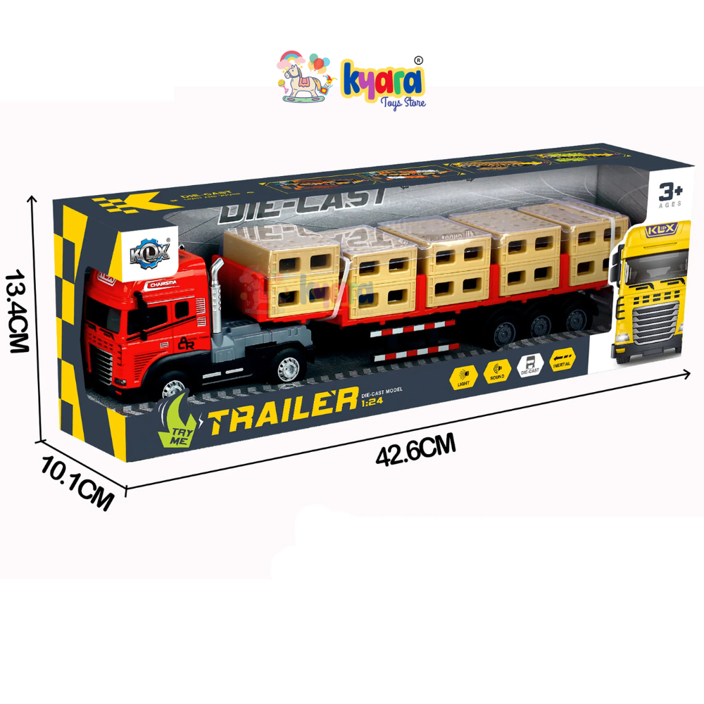 KYARA TOYS 1:24 Scale Diecast Truck and Trailer Set