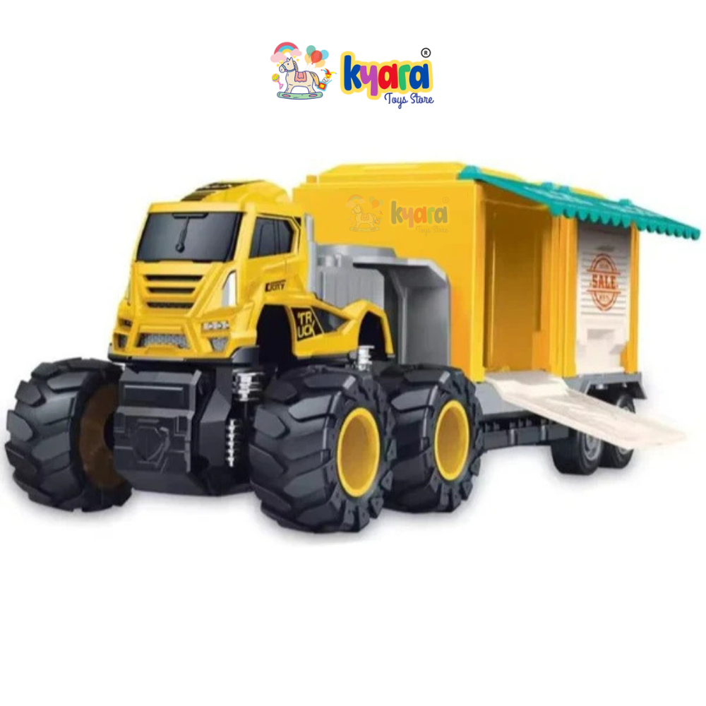 Friction Toy Vehicle 1:43 Diecast Model Truck And Trailer Toy